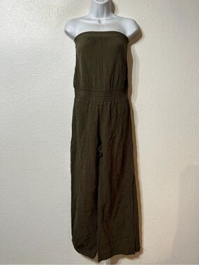 DREW Gauze Cotton Strapless Resort Wear Boho Jumpsuit Small